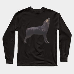 Howling Wolf - Double Exposure Long Sleeve T-Shirt